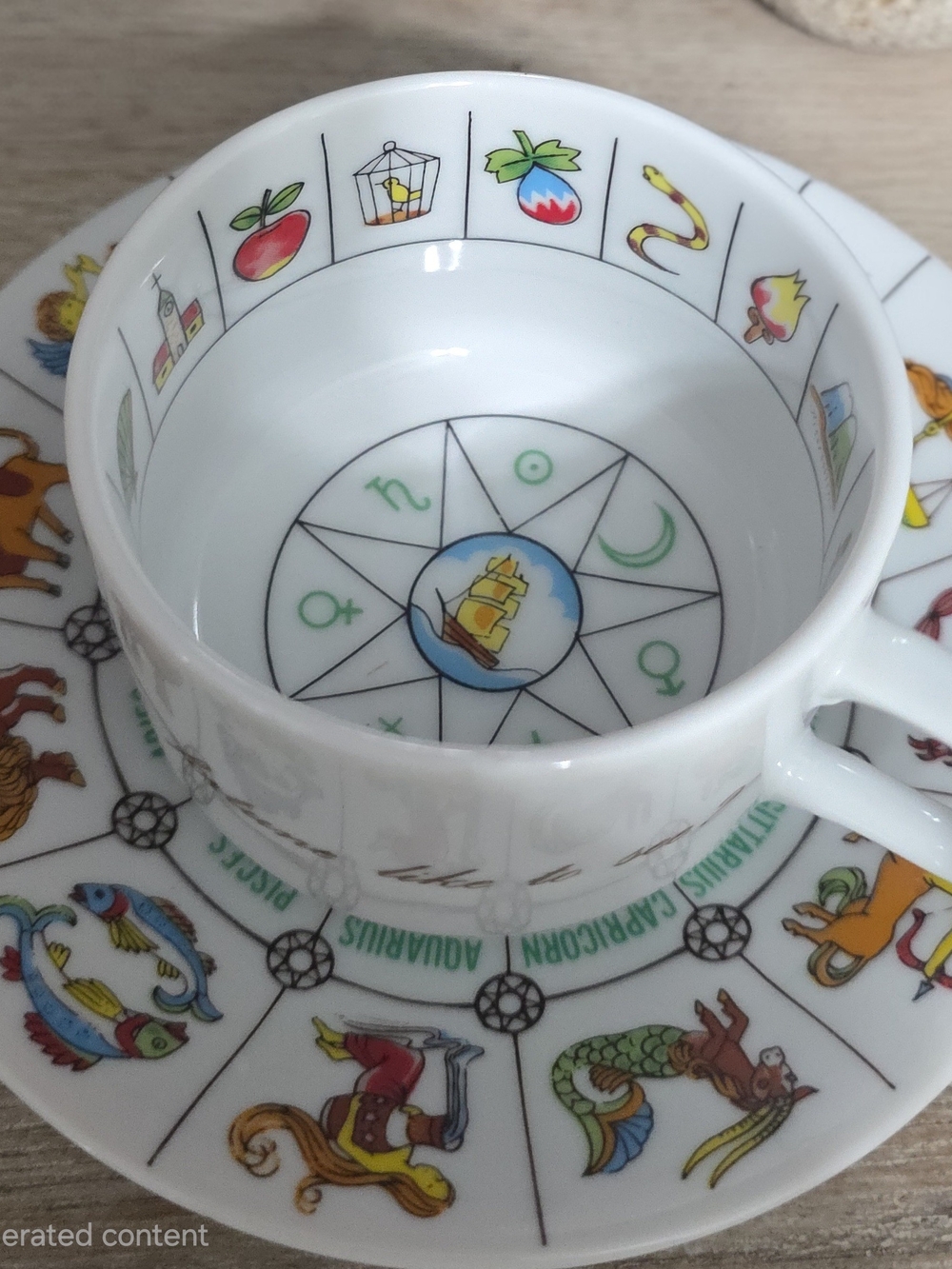 Zodiac Fortune Telling Cup & Saucer Japan